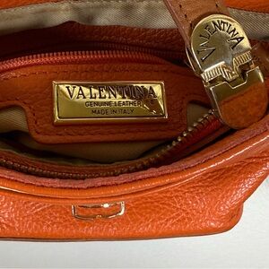 Valentina Genuine Leather Crossbody Bag Made in Italy Burnt Orange Brown Strap